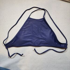 Aerie Blue Crop Style Swim Bikini Top Size Small Halter Tie